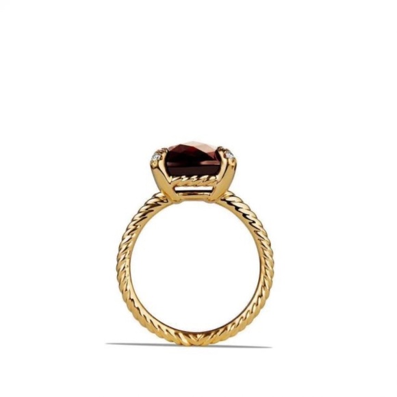 David Yurman CHATELAINE 18K YG  Garnet Ring with Diamonds - Picture 6 of 10